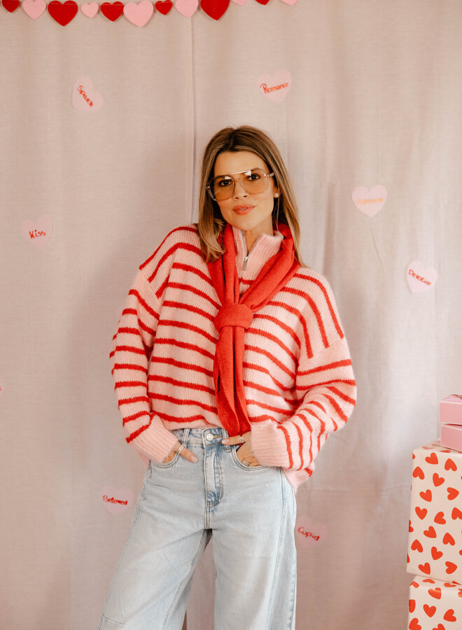 Tina coltrui met rits strepen – Red/Pink