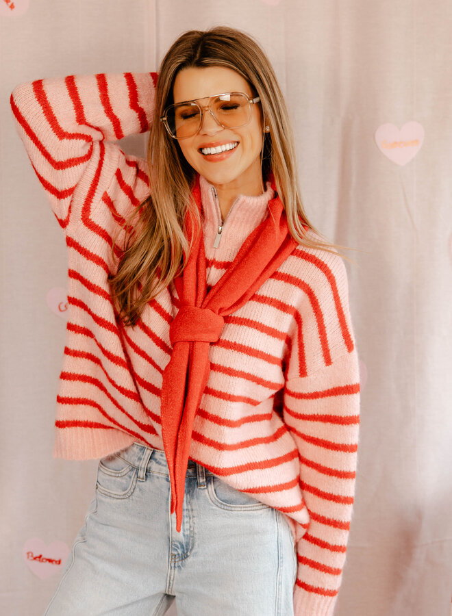 Tina coltrui met rits strepen – Red/Pink