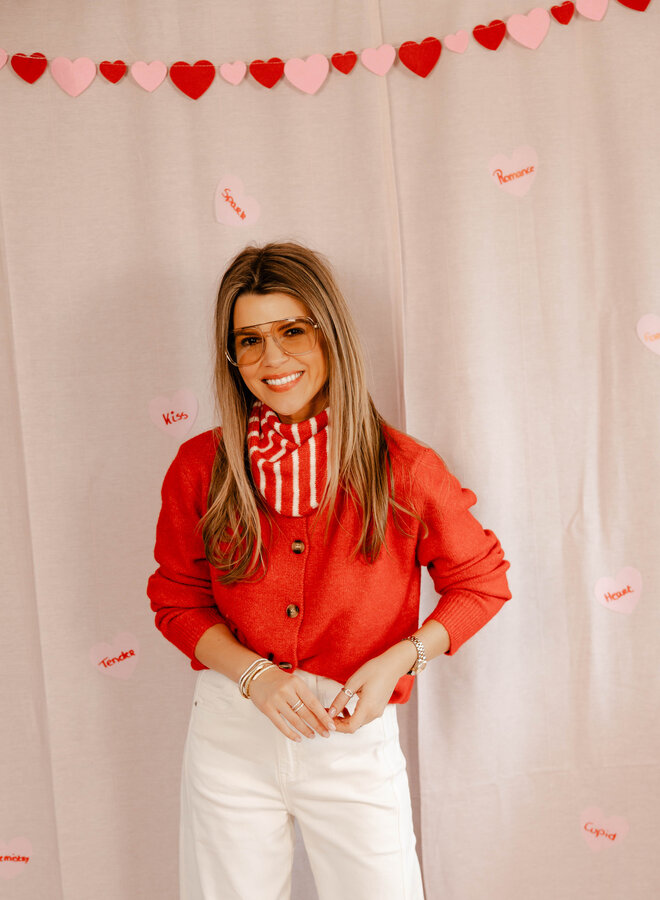 Gilena Cardigan met sjaaltje gestreept – Red