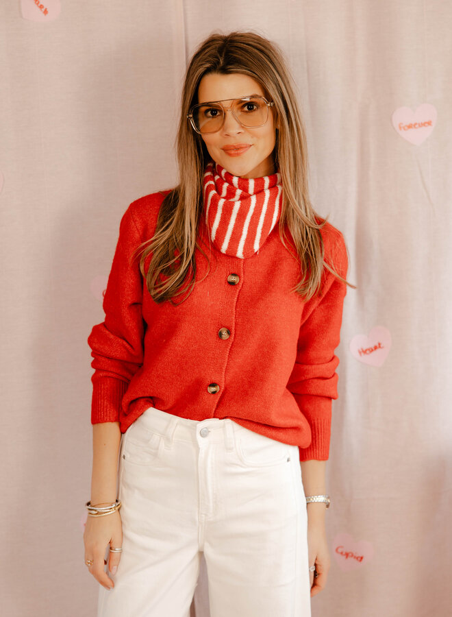 Gilena Cardigan met sjaaltje gestreept – Red