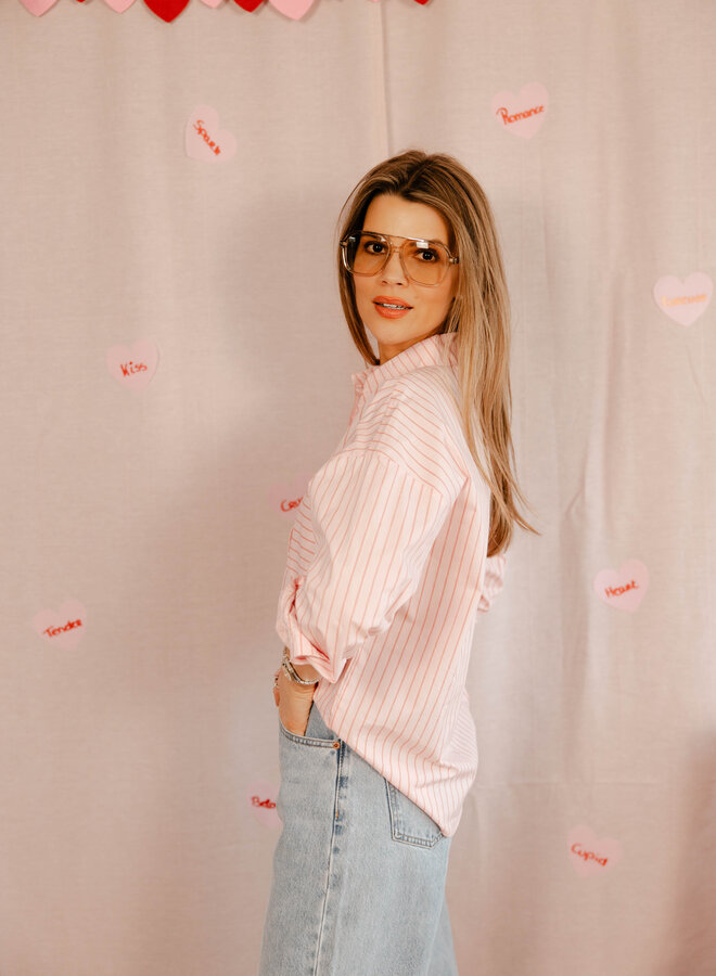 Antonia hemdje met streepjes en zakje  – Pink