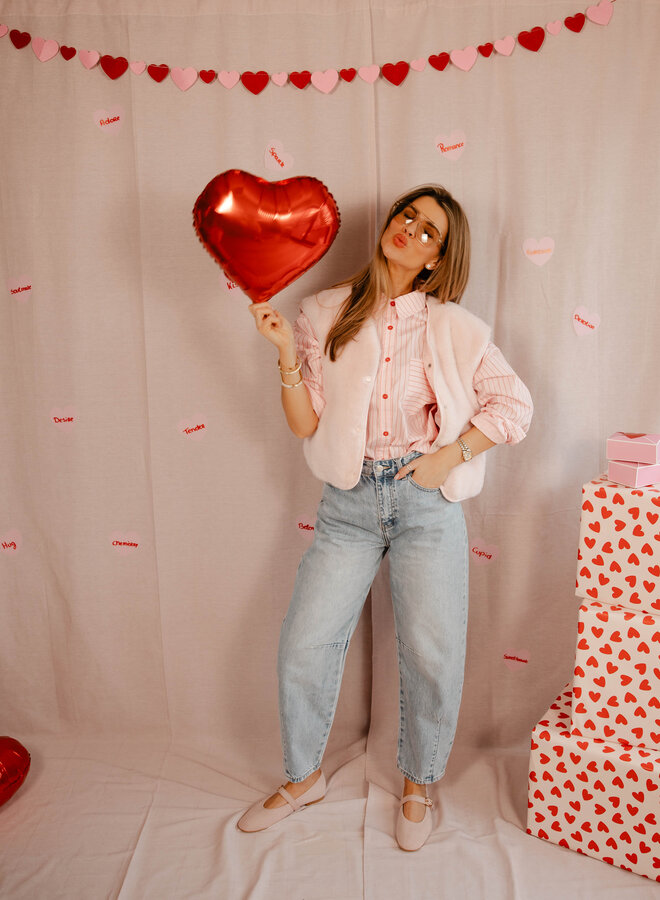 Antonia hemdje met streepjes en zakje  – Pink