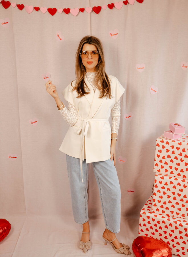 Giletta blazer sleevless – Creme