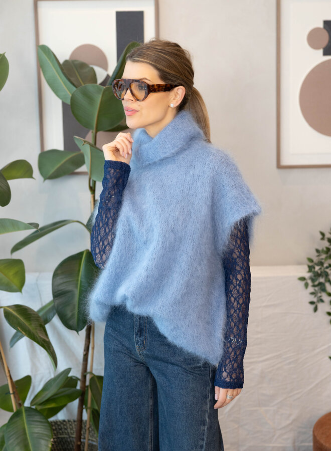 Astrid shortsleeve col – Lightblue