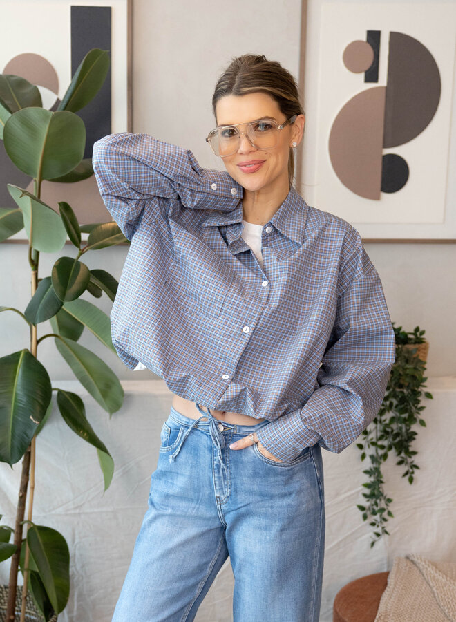 Maud hemdje carreaux – Lightblue
