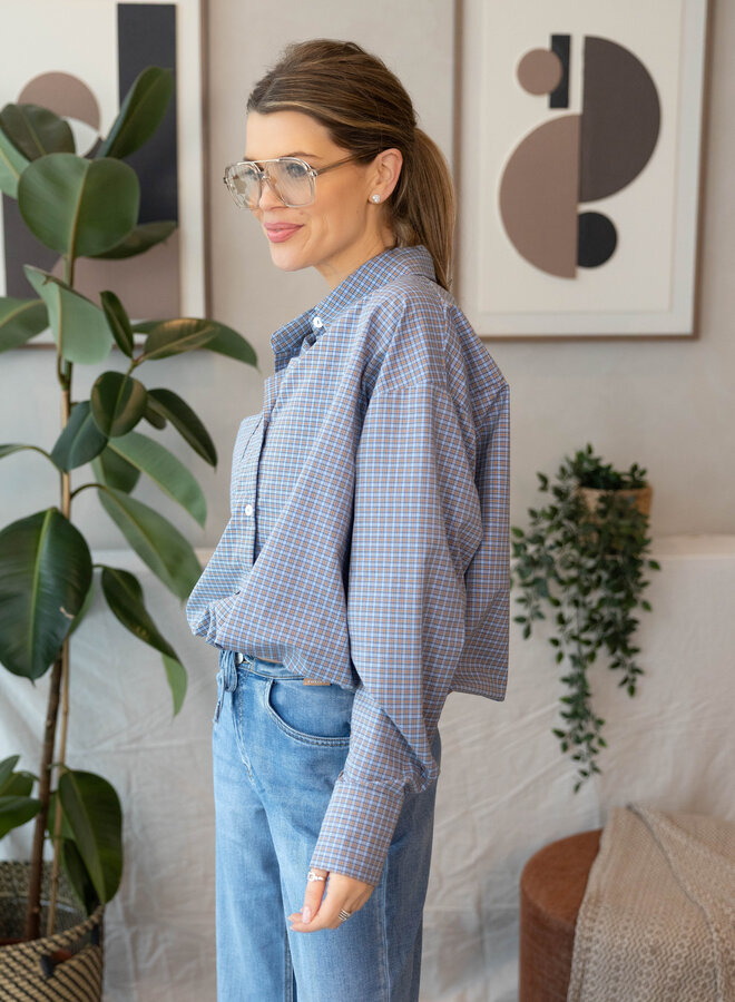 Maud hemdje carreaux – Lightblue
