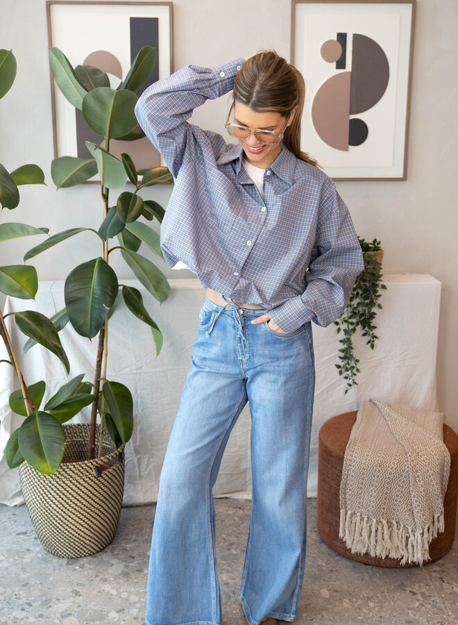 Maud hemdje carreaux – Lightblue