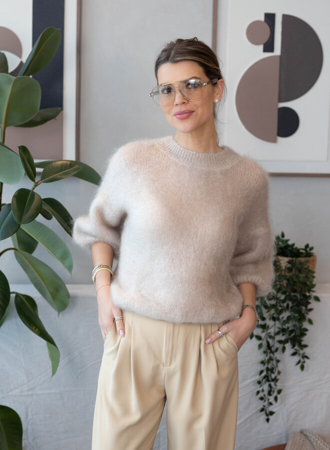 Lilou knitwear soft met korte mouw – Beige