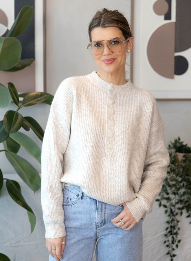 Lorette trui met hals – Beige