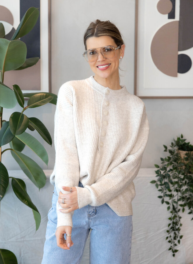 Lorette trui met hals – Beige
