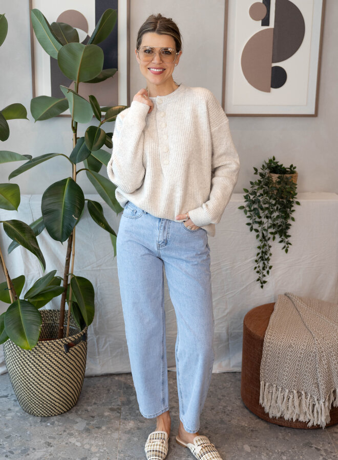 Lorette trui met hals – Beige