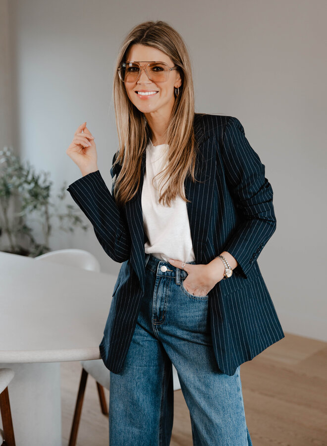 Luna blazer with line – Navy