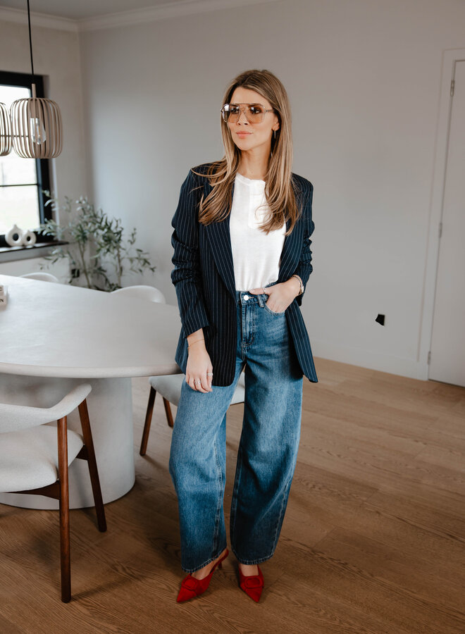 Brune jeans barrel – Denim