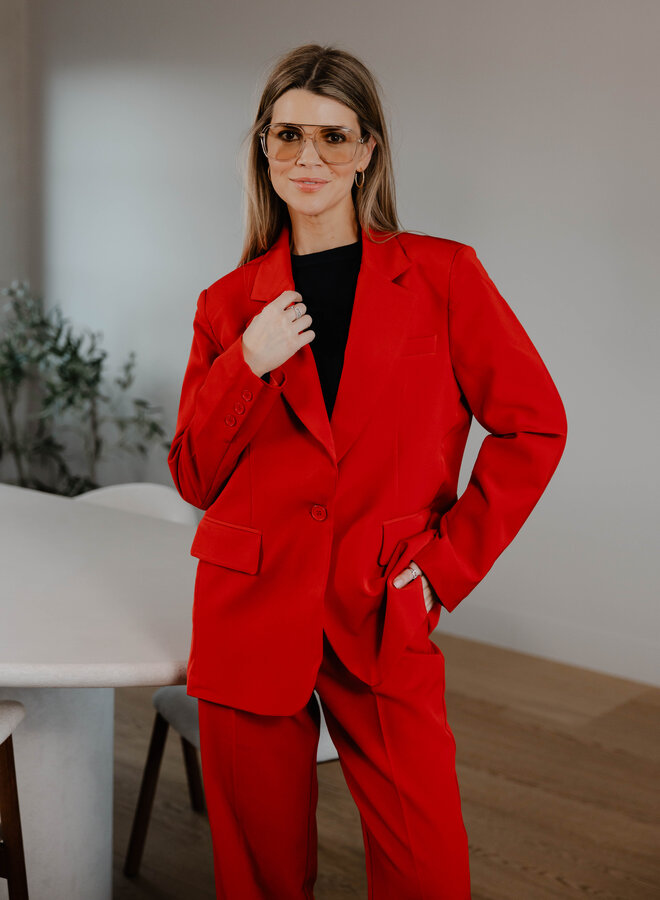 Yna oversized plain blazer – Red