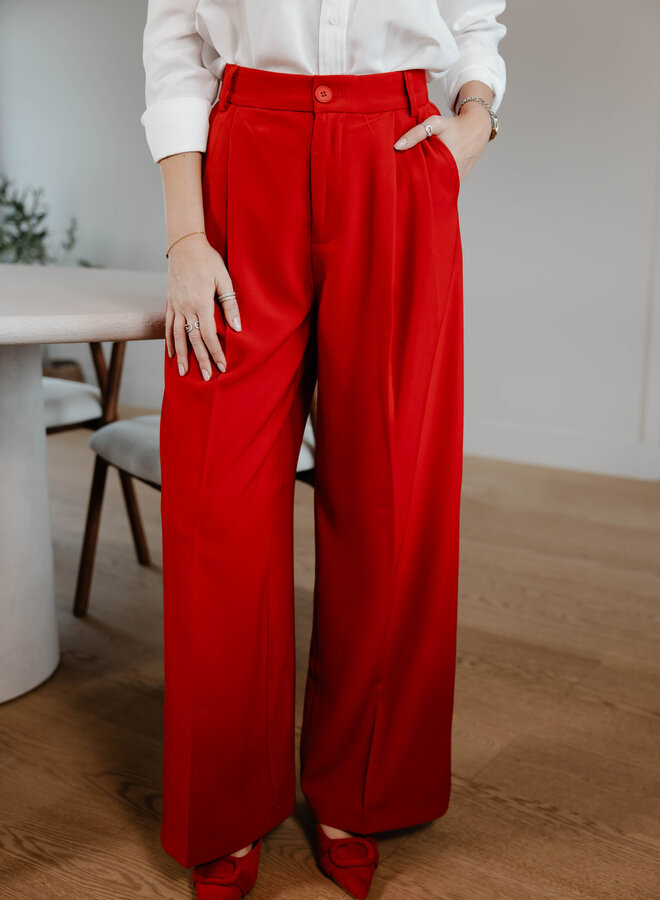 Cecelie straight trouser – Red