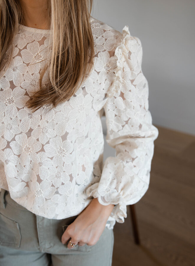 Fleure romantic blouse – Beige