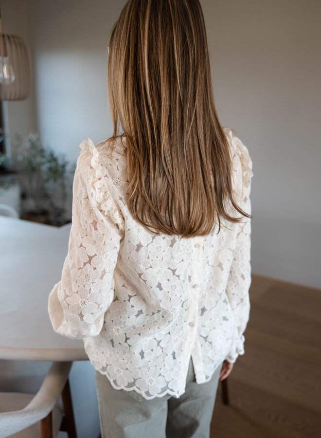 Fleure romantic blouse – Beige