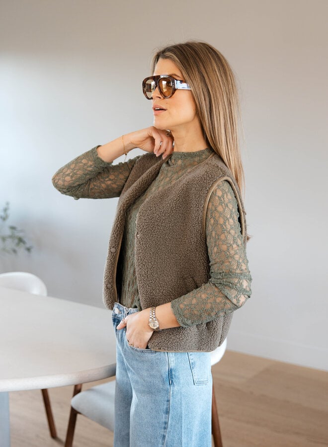 Peline jasje sleevless – Kaki