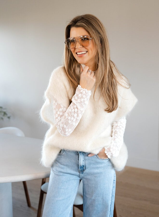 Astrid shortsleeve col – Creme