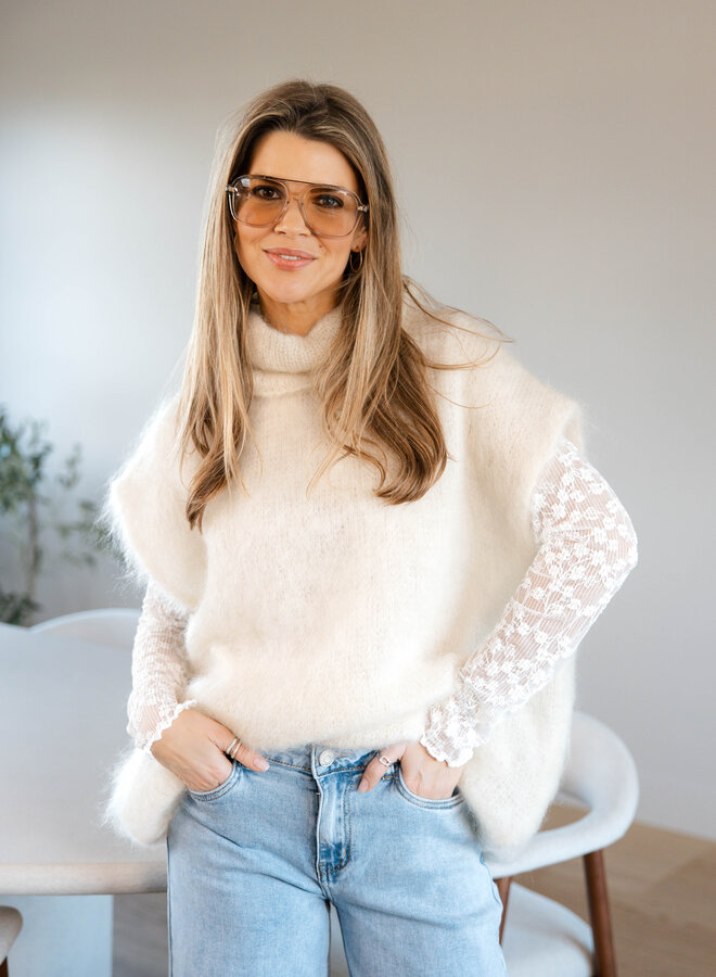 Astrid shortsleeve col – Creme