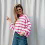 Aline knittrui strepen – Fuchsia