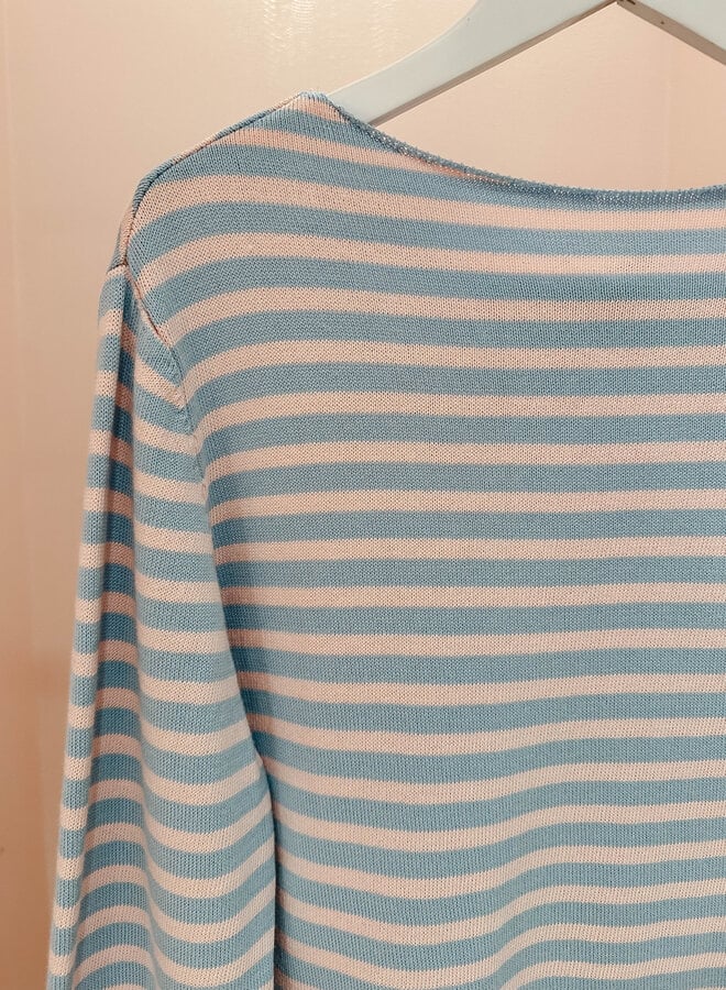 Eleonore longsleeve strepen – Lightblue/Pink