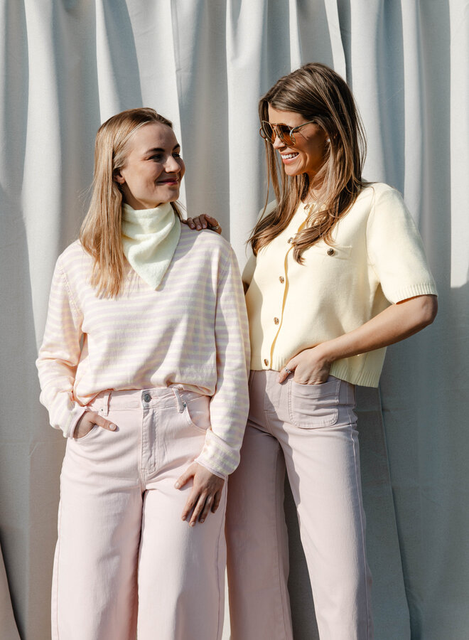 Eleonore longsleeve strepen – Pink/Yellow