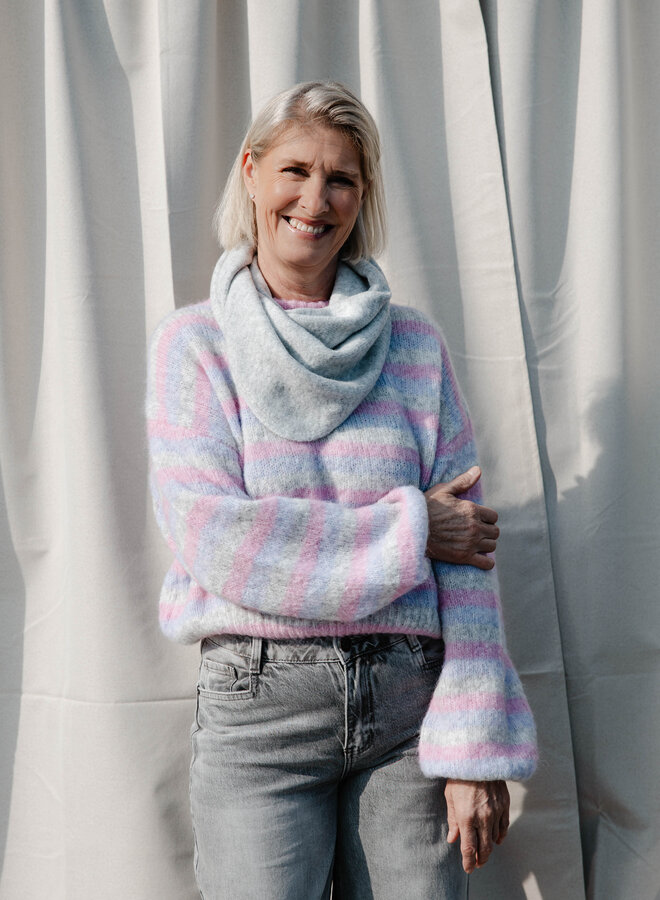 Aline knittrui strepen – Pink