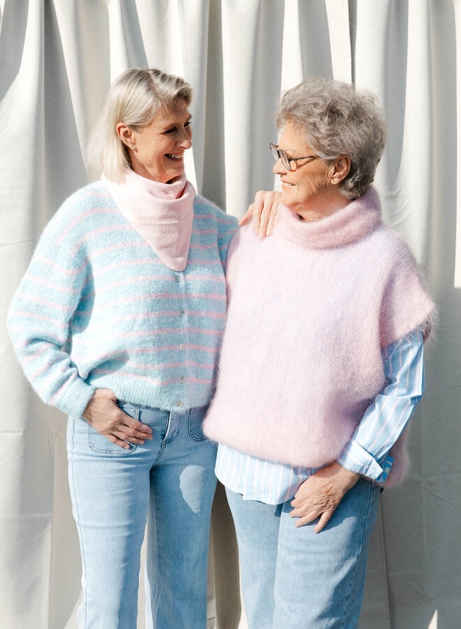 Verena cardigan strepen – Blue/Pink