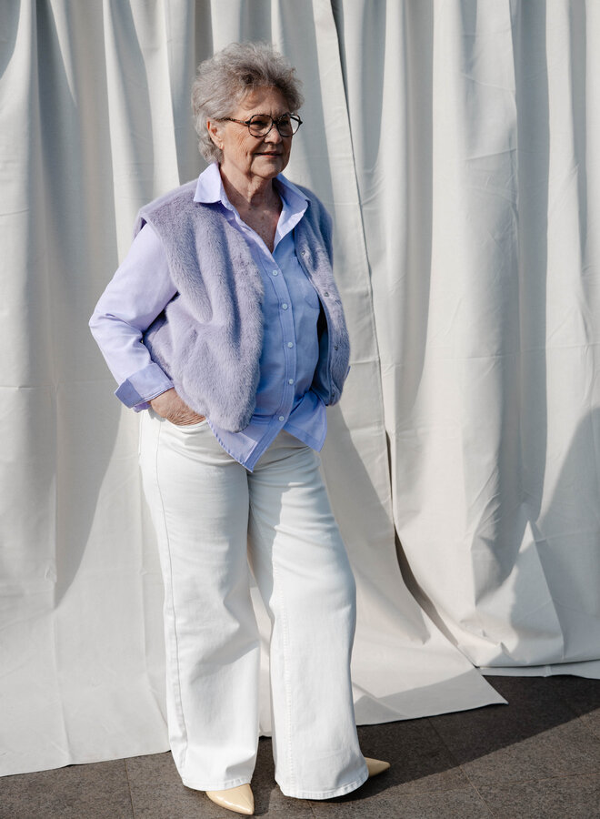 Fiona Jeans Mid waist wide leg stretch – Beige