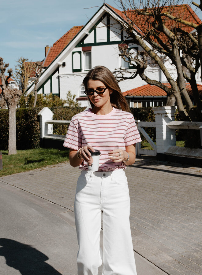Rachelle tshirt streepjes – Pink