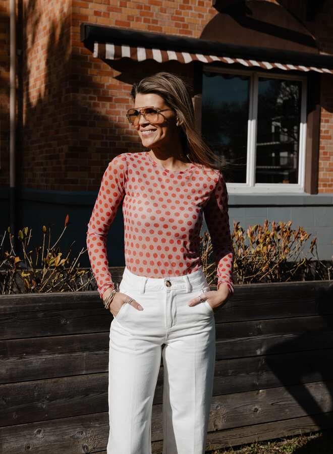 Mina top polka dots – Pink