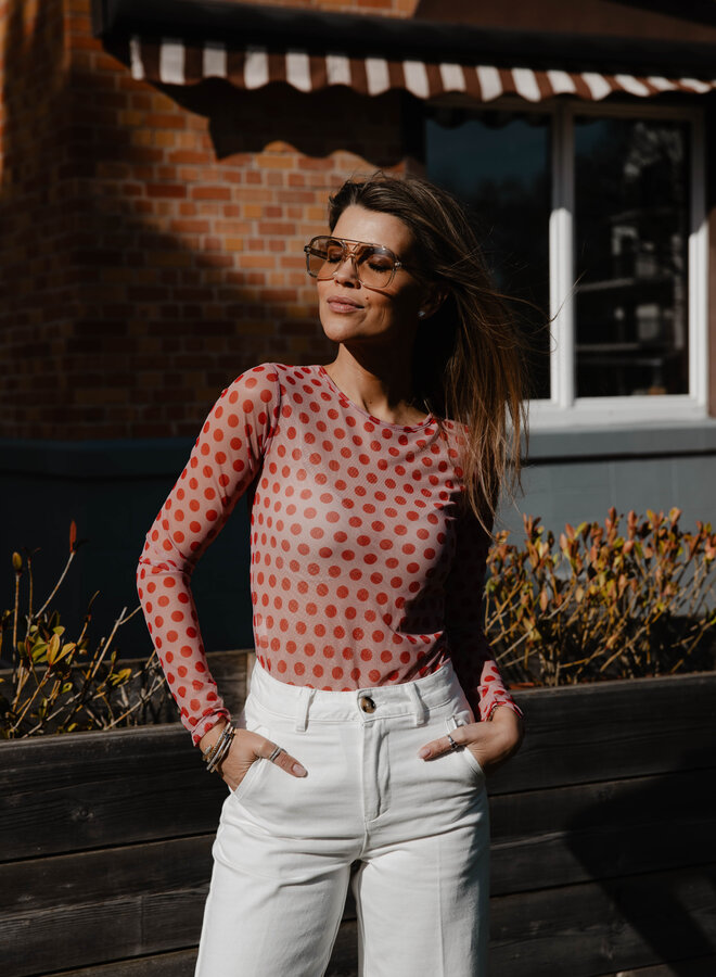 Mina top polka dots – Pink