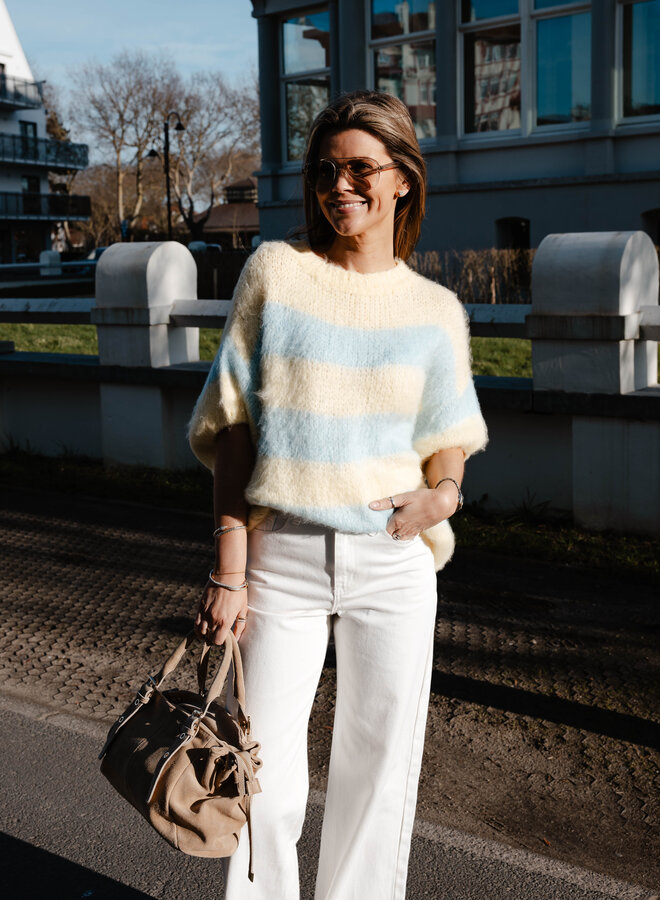 Azalee truitje knit strepen – Yellow/Lightblue
