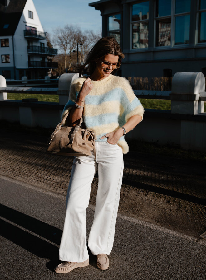 Azalee truitje knit strepen – Yellow/Lightblue
