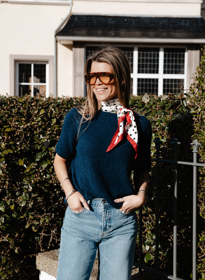 Laura truitje knit ronde hals met korte mouw – Marine