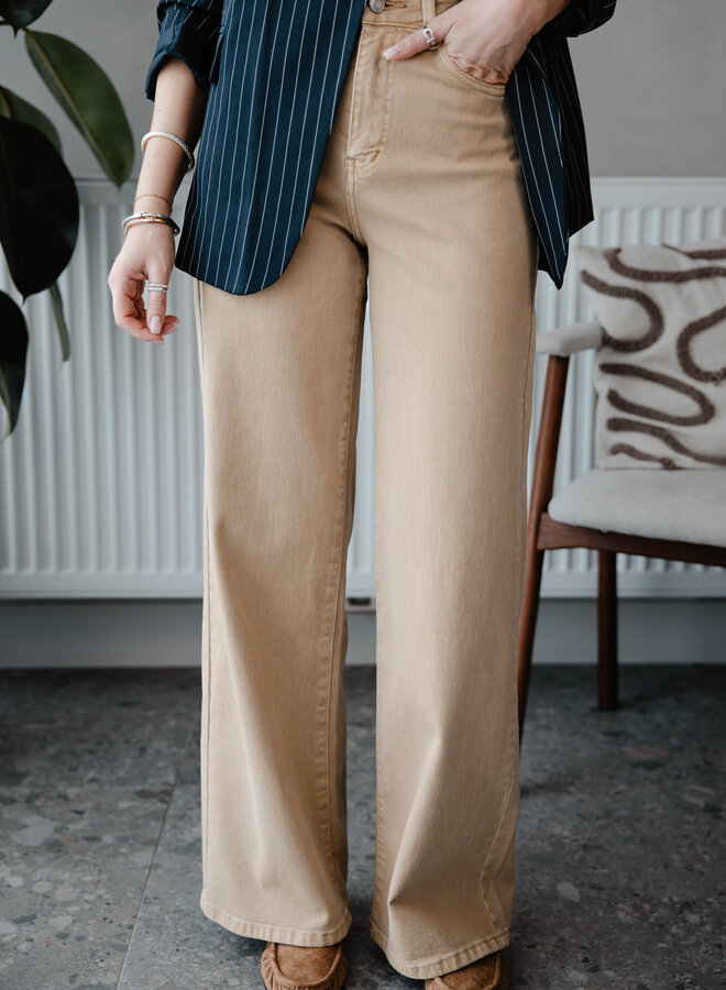 Rose jeans stretch wide leg – Camel
