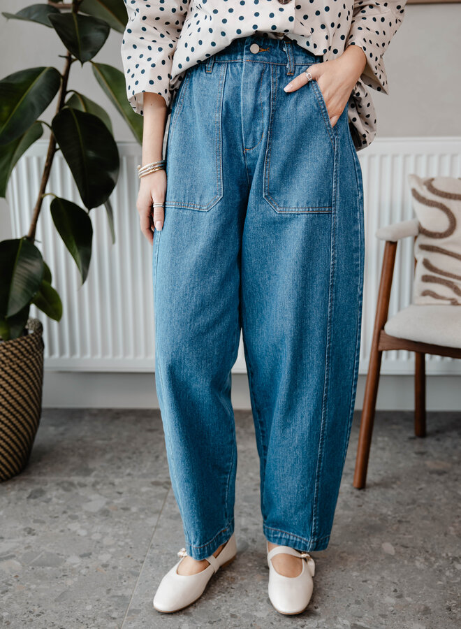 Barly Barrel broek – Medium Denim