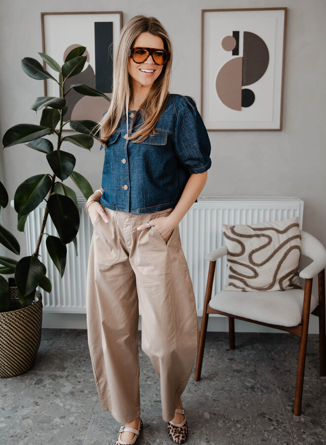 Sofie denim jeanshemd korte mouw – Dark Denim