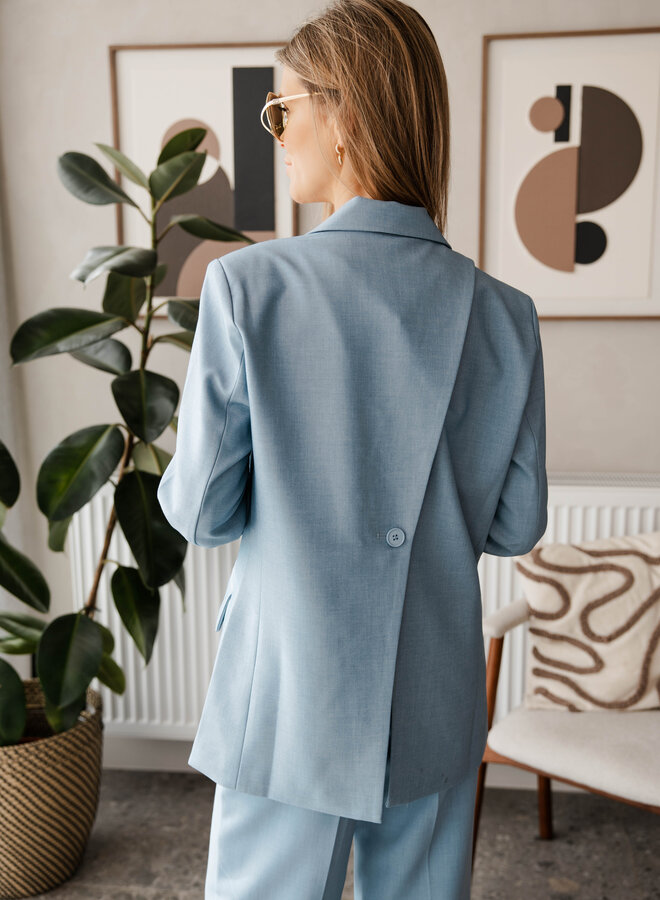 Celia blazer schuin rug – Lightblue