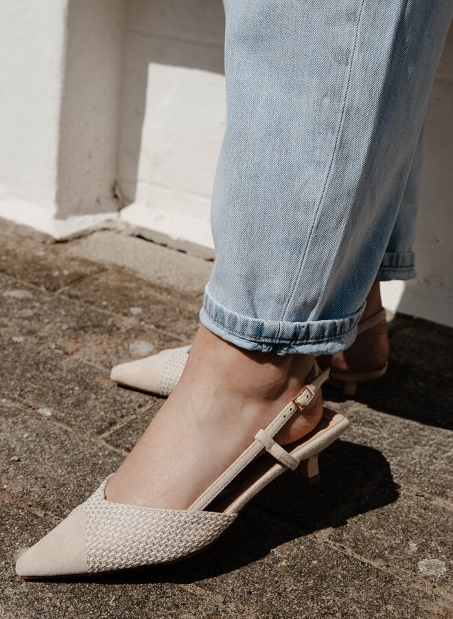 Slingback punt hak 2859-1 – Beige