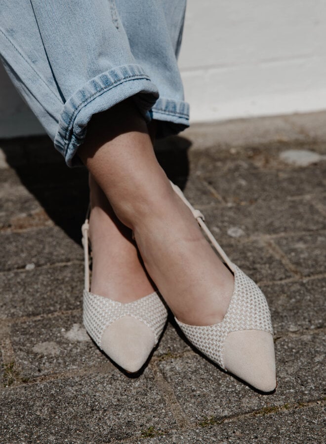 Slingback punt hak 2859-1 – Beige