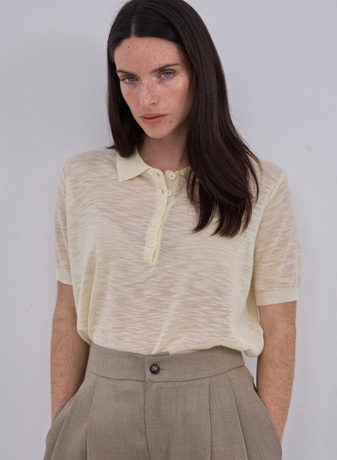 Uvelia polo in maille uni – Beige