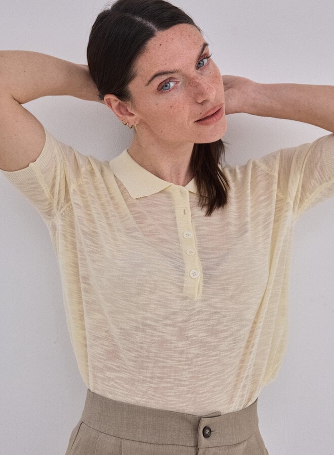 Uvelia polo in maille uni – Beige