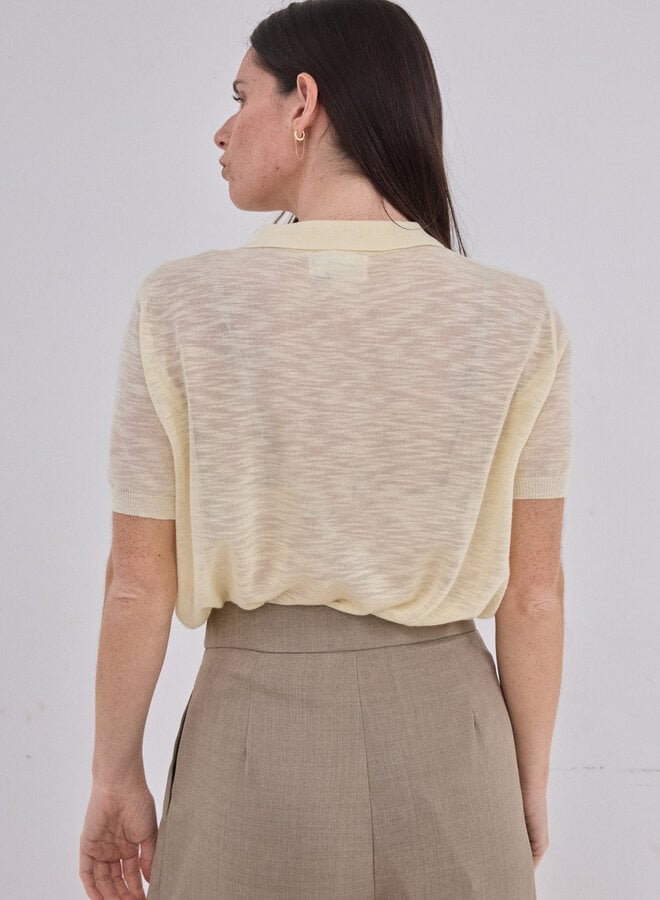 Uvelia polo in maille uni – Beige