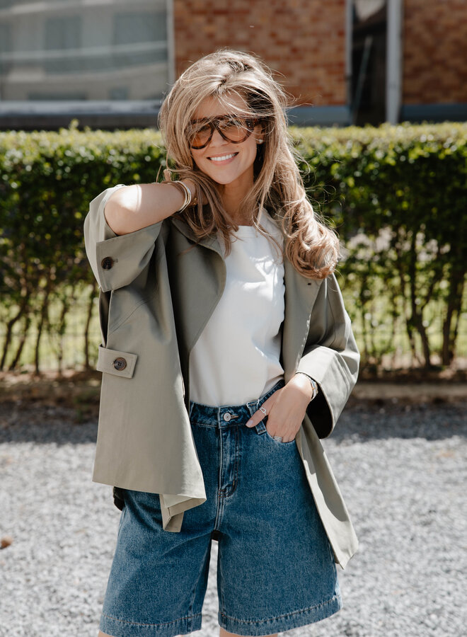 Loletta trench kort wide – Kaki