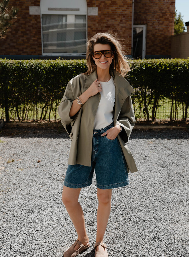 Loletta trench kort wide – Kaki