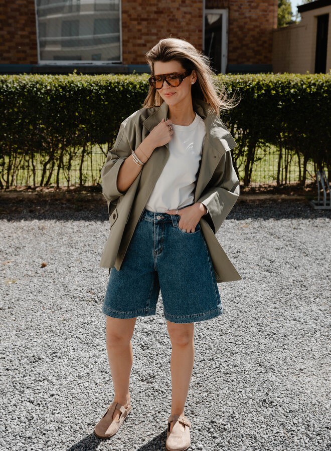 Loletta trench kort wide – Kaki