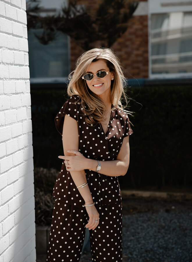 Jolien set broek + overslag top polka dots – Choco