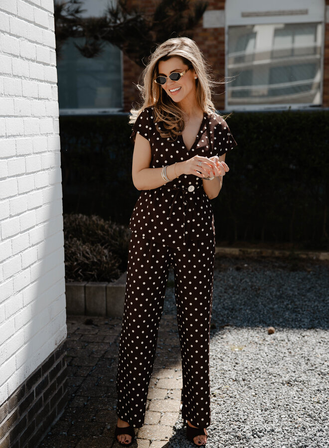 Jolien set broek + overslag top polka dots – Choco